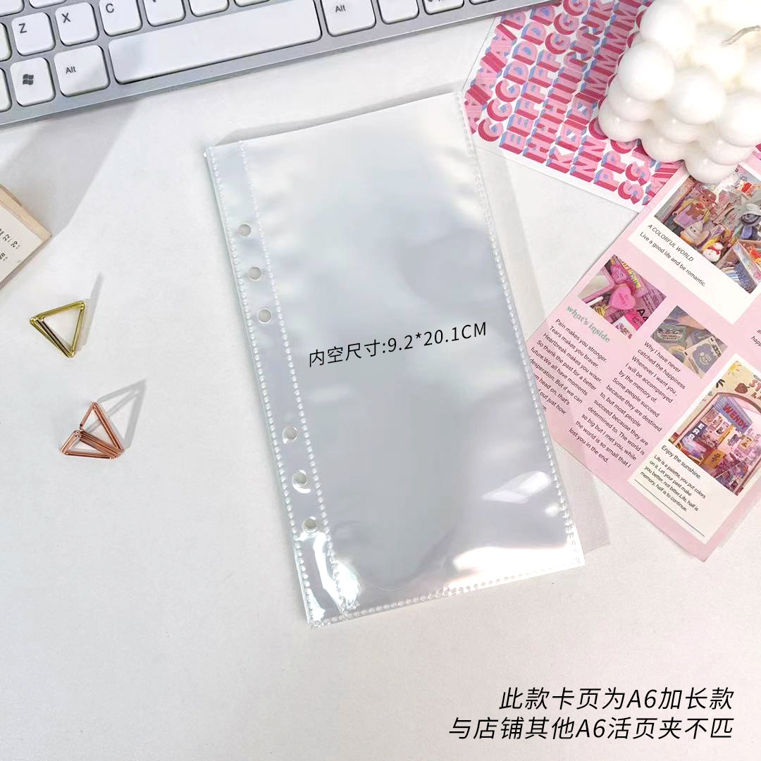 Archivador transparente A6, cuaderno de 6 agujeros, hojas sueltas, bolsa para documentos DIY, anillos de carpeta, encuadernación de almacenamiento de PVC: Azul