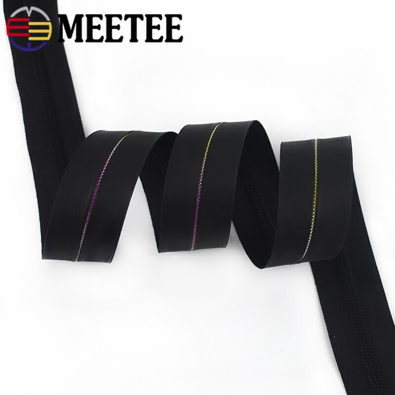 Fermeture éclair en Nylon avec dents colorées, 2/4M, 5 #, pour la couture, noir, imperméable, Invisible, en plastique, sac de veste d&#39;extérieur, accessoires de bricolage