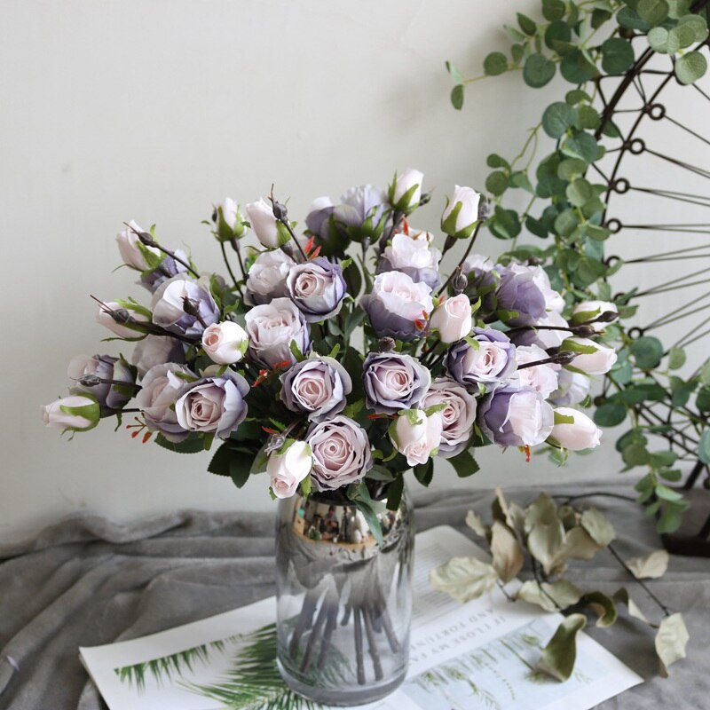 3 Hoofden Zijde Rozen Boeket Vazen Voor Home Decor Jaar Kerst Wedding Decoratieve Bloemen Kransen Goedkope Kunstbloemen