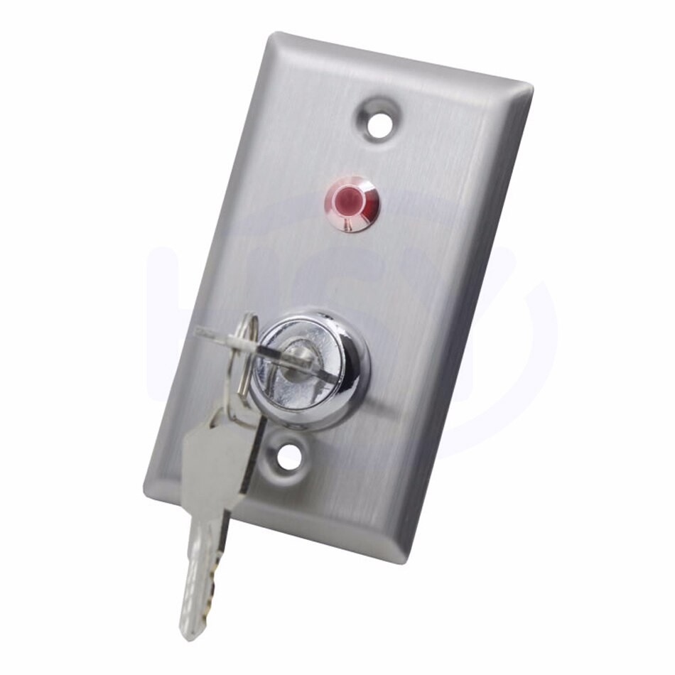 HSY Access Controller System Stainless Steel Key Switch with LED Emergency Push Exit Button Door Release Open Gate Lock: S50KL