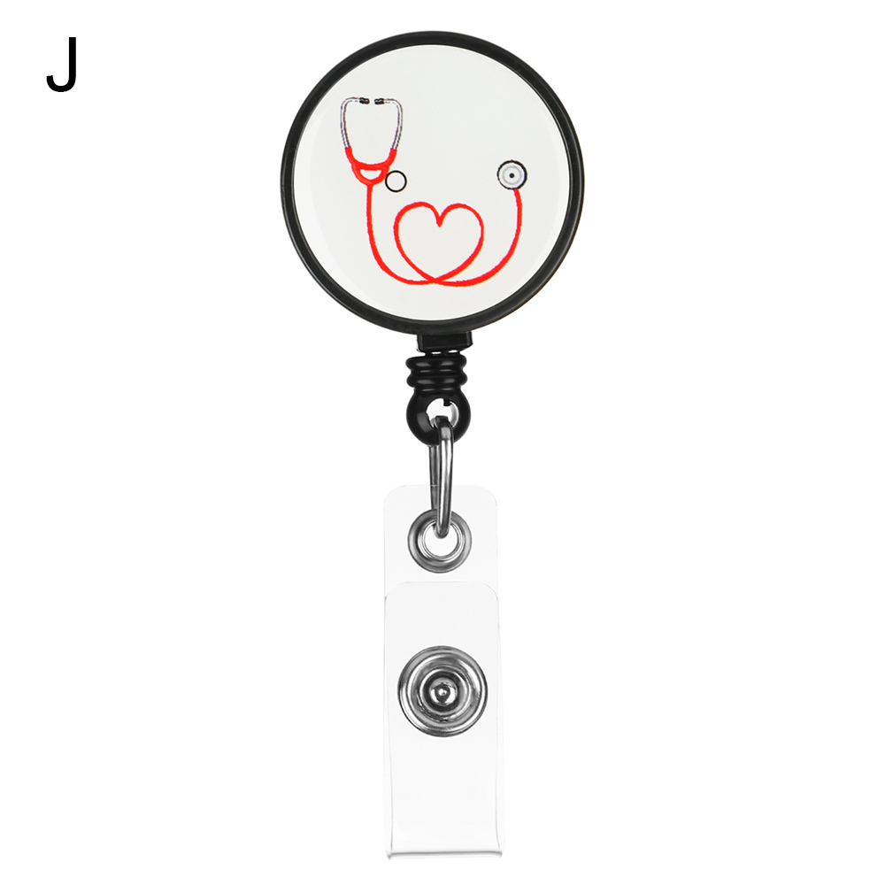 1Pcs Intrekbare Verpleegkundige Badge Houder Grappige Reel Werk Tag Met Alligator Clip Naam Card Plaat Id Card Houders kantoorbenodigdheden: J