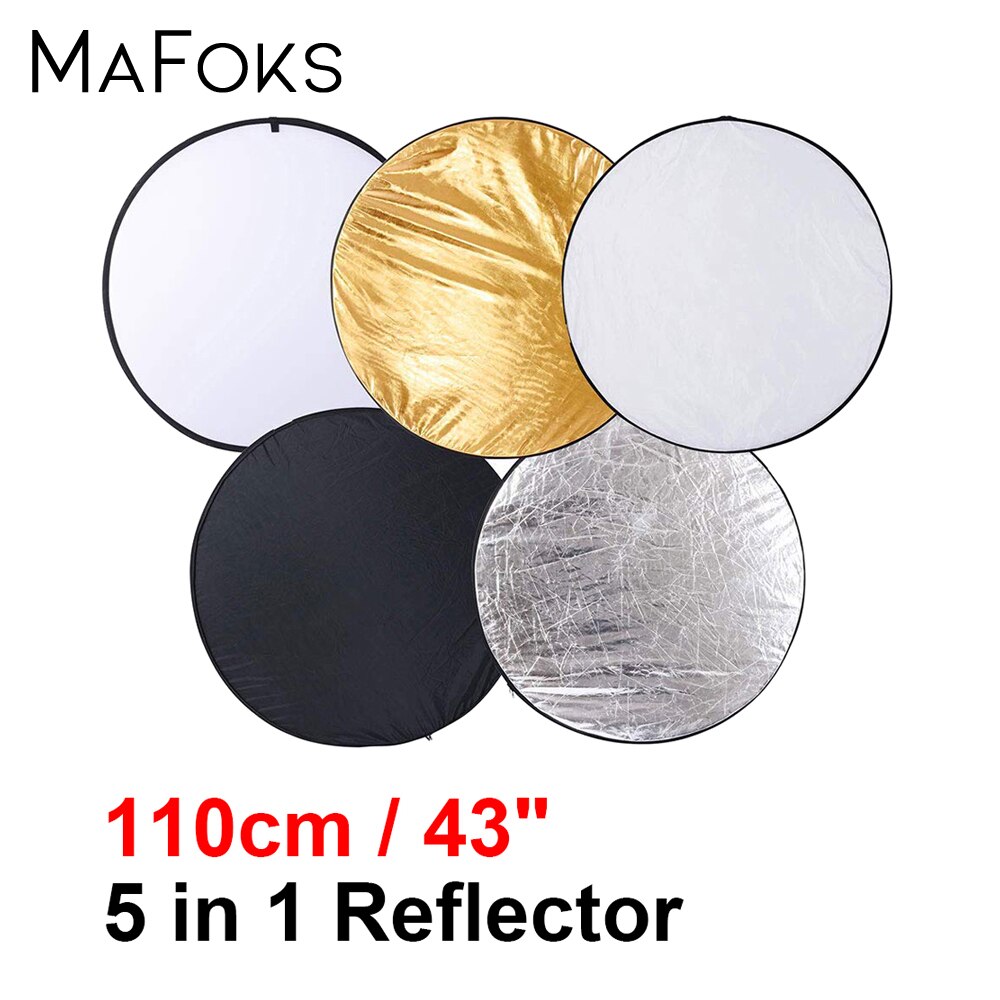 43 "110 Cm 5 In 1 Draagbare Inklapbare Light Ronde Fotografie Zilver Zwart Wit Reflector Voor Studio Multi Photo disc Diffuers