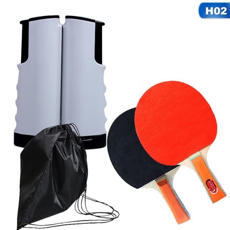 Juego portátil de Ping Pong , equipo de entrenamiento de Red retráctil de tenis de mesa, Robot de película de goma , juego de accesorios de Ping Pong rojos: 02