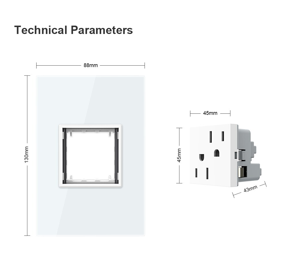 Livolo au standaard 15a us stopcontact, luxe parelkristalglaspaneel, dubbele amerikaanse stekkers