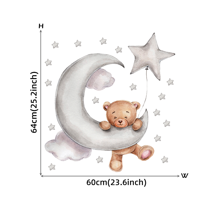 Standing Teddy Bear with Pink Grey Balloons Wall Stickers for Kids Room Baby Nursery Room Decoration BABY Shower Wall Decals PVC: Bear 108