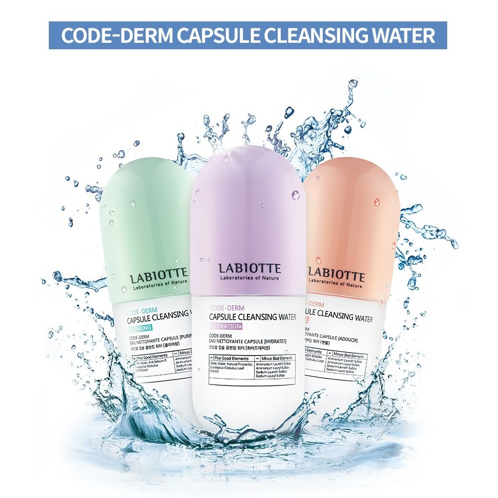 LABIOTTE, código-cápsula Derm, agua limpiadora, 120ml, limpieza facial Suave coreana sin irritación, limpieza profunda para el cuidado sensible