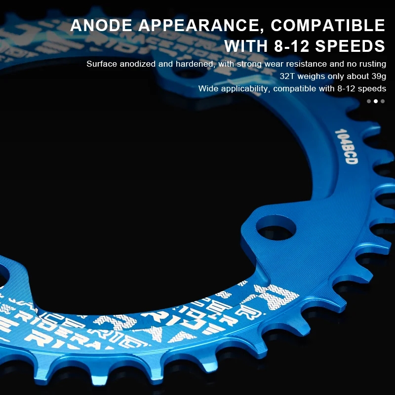 Plato de manivela de bicicleta RIDERACE 104BCD forma redonda estrecho ancho 32T/34T/36T/38T platos y bielas de bicicleta de montaña placa única