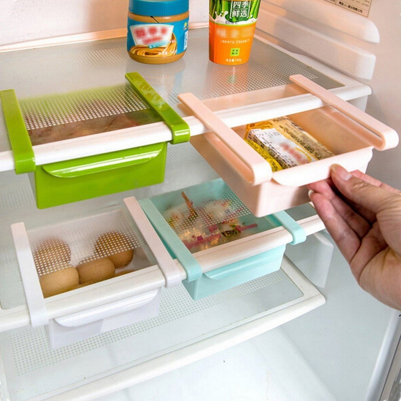 Mini abs lysbilde kjøkken kjøleskap fryser plassbesparende organisasjon mat frukt oppbevaringsboks stativ bad hylle organizer holder