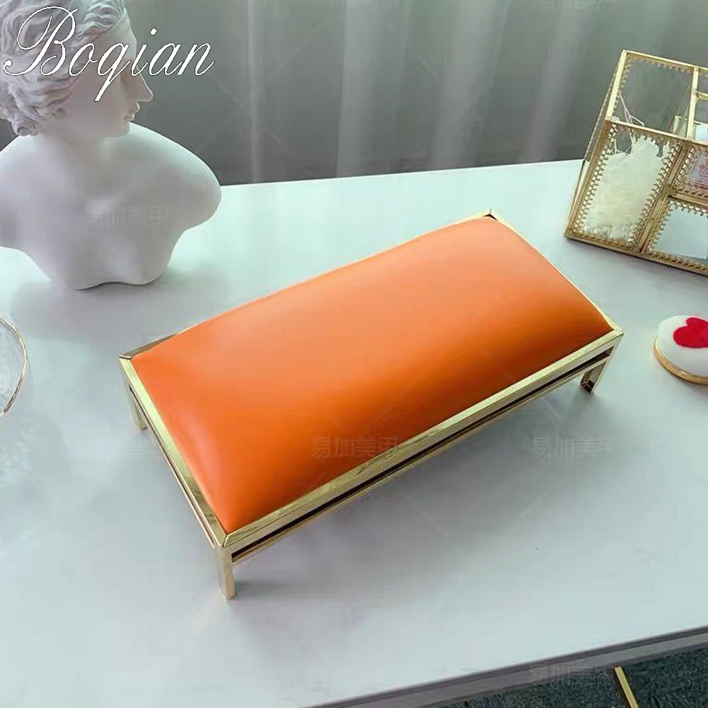 Bqan 1 Stuks Marbling Manicure Hand Kussen Nail Arm Rest Kussen Manicure Tafel Mat Arm Pols Hand Rest Salon Kussen: Oranje