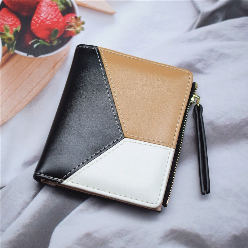 Women Wallet and Purse PU Leather Short Female Purse Hasp/zipper Credit Card Holder Wallet Black/blue/brown/pink Ladies Wallet: Black