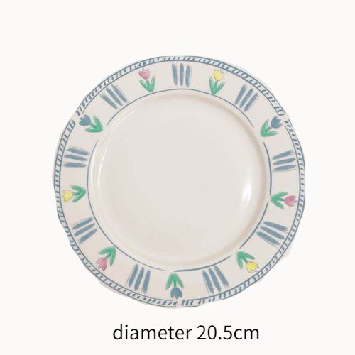 LadyCC-plato calefactor de cerámica para comida, vajilla de cerámica, platos de cena, plato de pastel, plato de fruta, plato Kawaii: B
