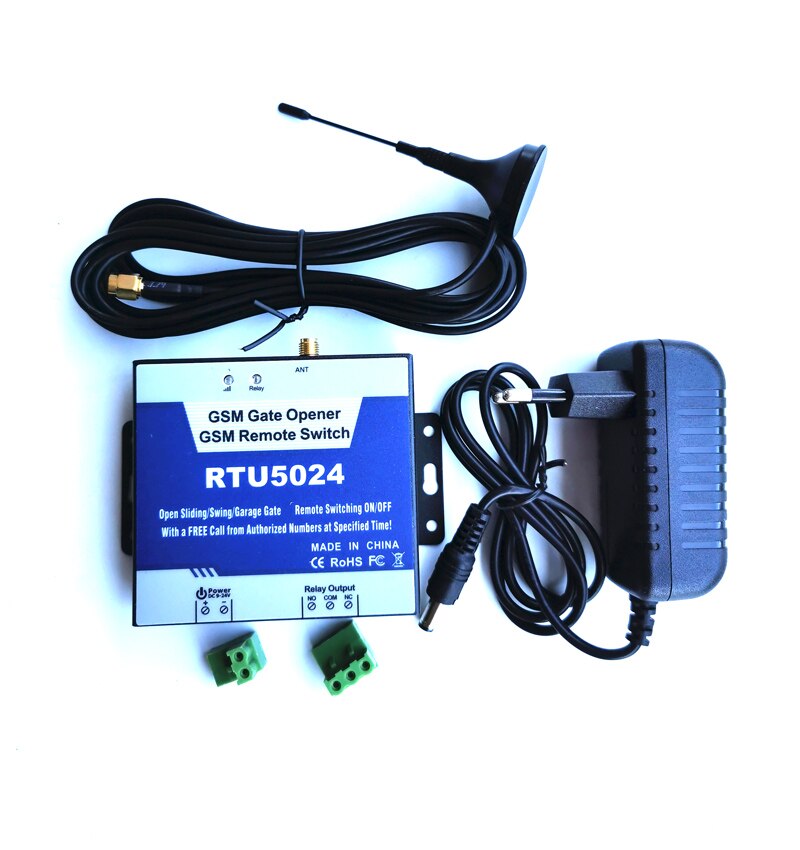Lpsecurity trådløs gsm portåbner fjernbetjent relækontakt til garageport automatisk skydeportåbner med et gratis opkald: Adapter  y 3m antenne