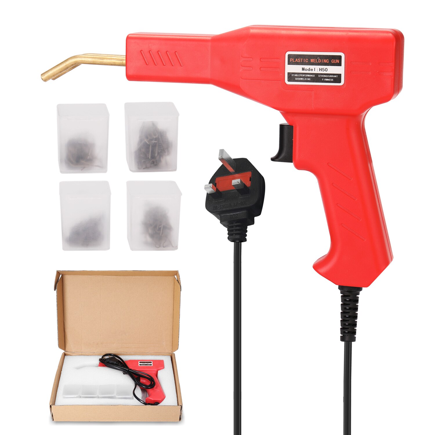 Kätevä muovi hitsaajat autotalli työkalut nitojat kone niitti pvc korjauskone auton puskurin korjaus työkalu juotoskolvi: Uk -pistoke