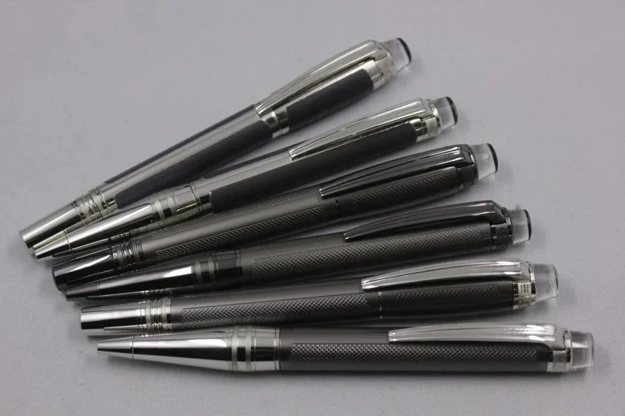 Bolígrafo de escritura de lujo, bolígrafo de velocidad de Metal, bolígrafos grises negros, papelería,