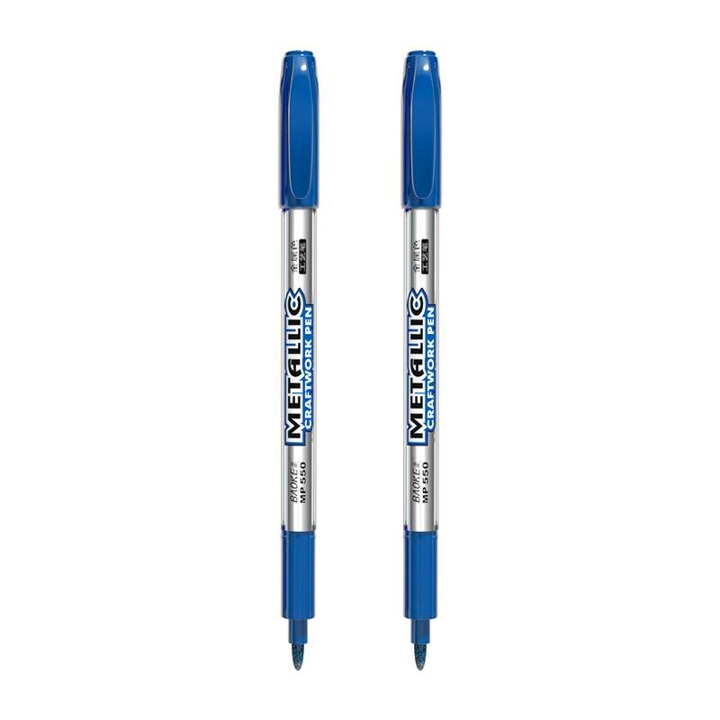 2 stk/parti gør-det-selv metallisk vandtæt permanent maling tusch penne guld sølv highlights til gør det selv epoxy harpiks håndværk tegnepen: 2 stk blå