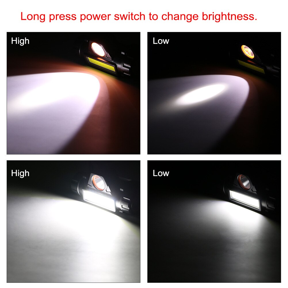 8000LM Portable Mini flashlight lantern Q5+COB led Headlamp + 1 * Built-in 18650 Battery Outdoor camping headlight
