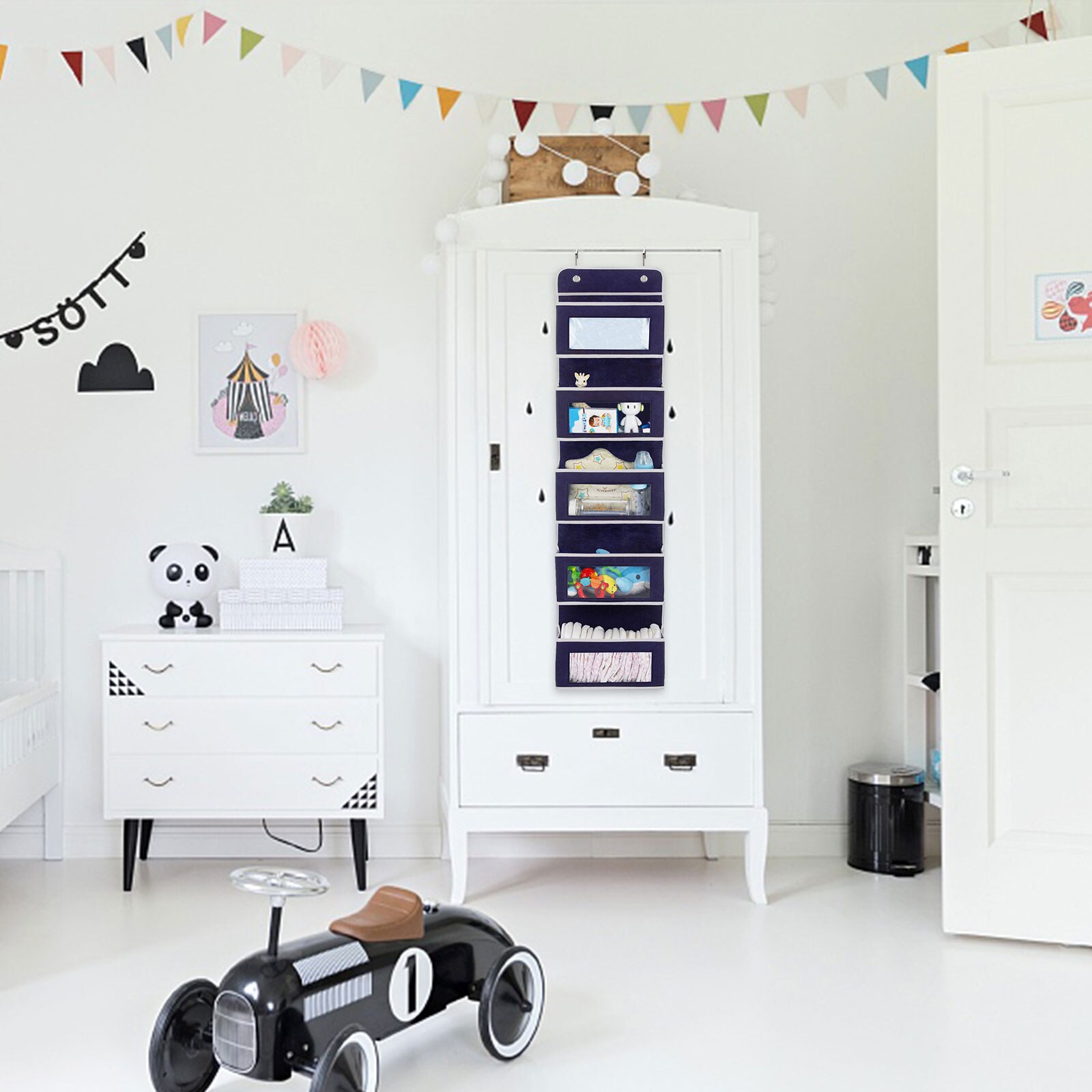 Over Door Hanging Organizer 5 Large Layers Wall Mount Storage Clear Window 2 Metal Hooks Wall Hang Home Storage And Organization