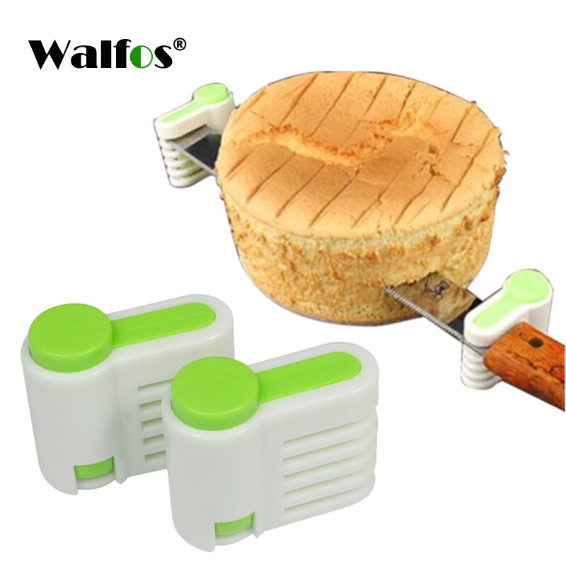 WALFOS 2 stuks 5 Lagen Broodsnijmachine Food-Grade Plastic Cake Brood Cutter 5 Hevels Snijden Brood Mes Splitter toast Slicer