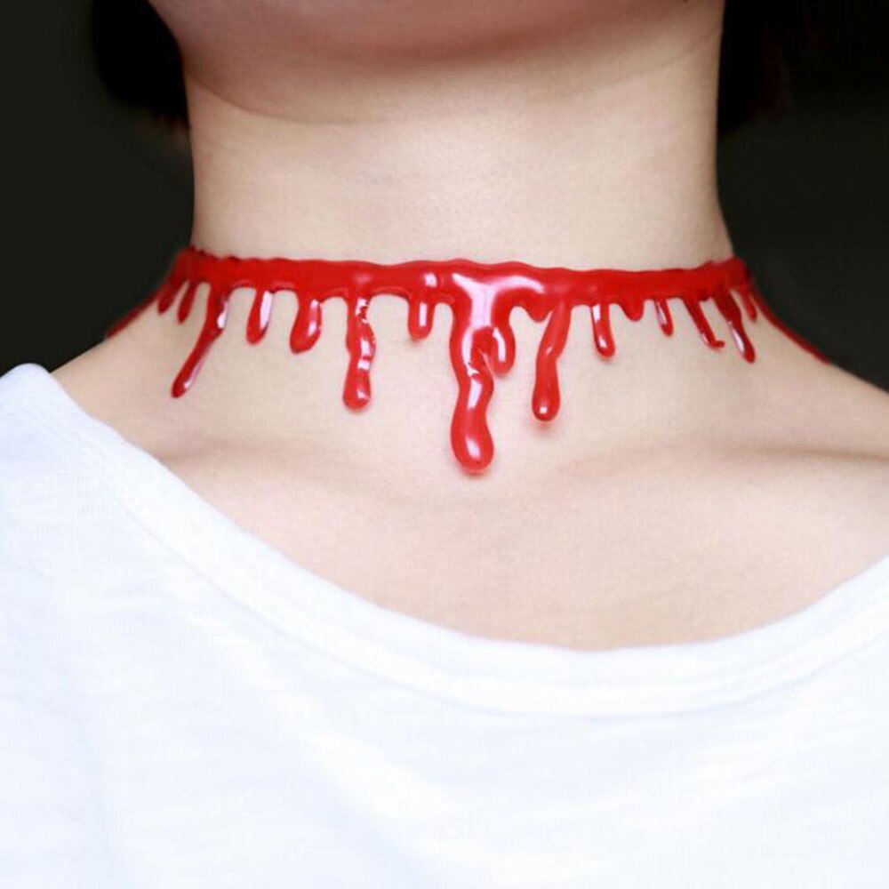 Mode-sieraden Ketting Punk Party Ketting Halloween Deathrock Charm Jurk Bal Blood Red Stitch Choker Mode Kettingen