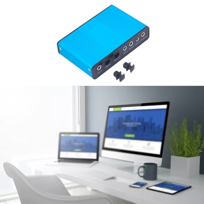 USB 5.1/7.1 External Sound Card Soundbox Dynamic 3D Surround Sound UP to 6 Speakers Simultaneous Recording and Playback