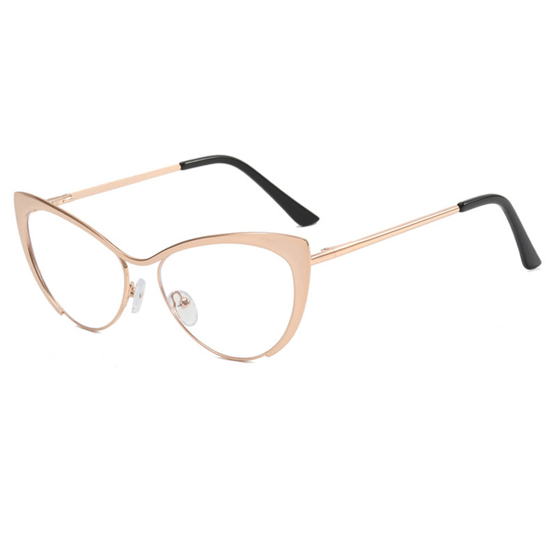 Shauna Anti-Blauw Licht Mode Vrouwen Cat Eye Optische Brilmonturen Lente Hinger Metalen Gradiënt Zonnebril UV400: MULTI
