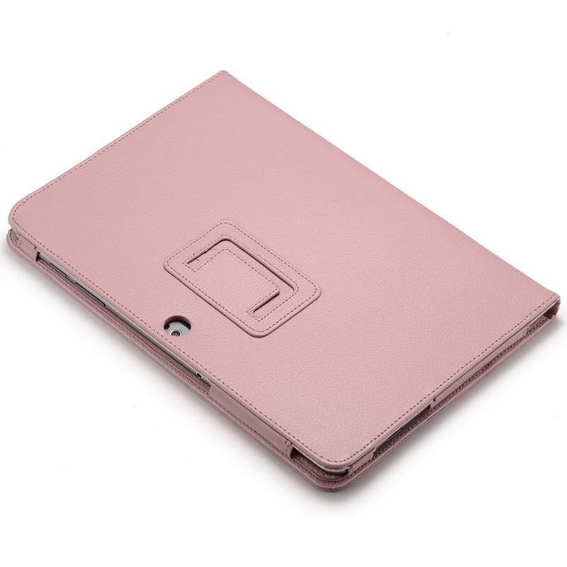 Voor Samsung Galaxy Tab 2 10.1 P5100 P5110 Tablet Case Litchi Patroon Lederen Pu Stand Folio Beschermende Huid Cover protector Film: Roze