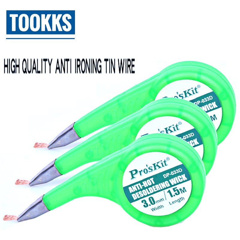 Pro'sKit BGA Desoldering Braid Copper Wire Anti Desoldering Wick Solder Remover 1.5mm 2mm 2.5mm 3mm width