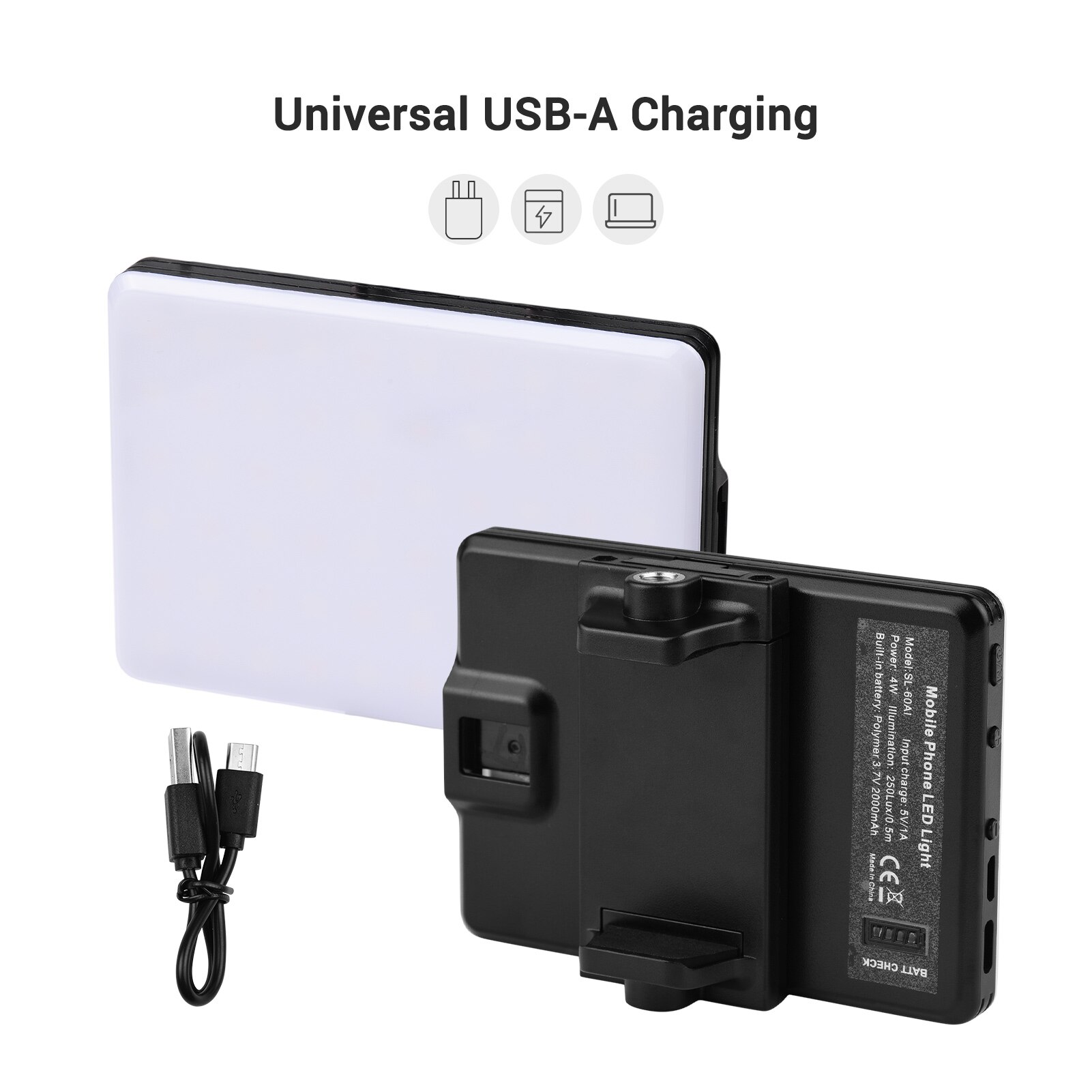 3-in-1 Clip-on Video LED Light 4W 3200K-5600K 3-color 10-Level Dimmable CRI95+ with Phone Holder Cold Shoe Mount for Video Vlog