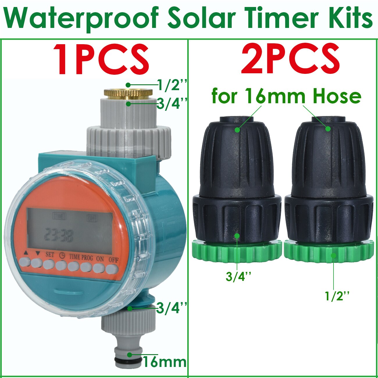 KESLA Irrigation Waterproof Solar Water Timer LCD Greenhouse Automatic Electronic Garden Irrigator Watering Controller System: Waterproof Solar-E