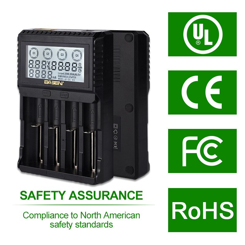 BASEN BL4 LCD Battery Charger for 18650 26650 21700 32700 3.7V/3.2V/1.2V AA AAA NiMH Battery 18650 Lithium Battery Charger