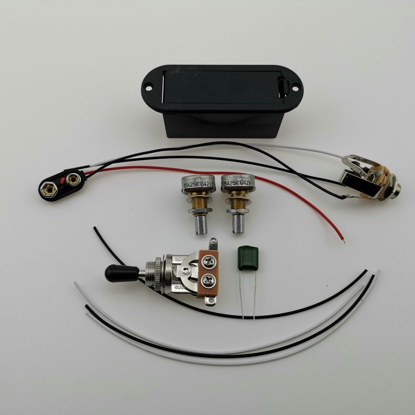 El-guitar pickups hals og bridge aktiv pickup humbucker aktiv 9v batteristrømforsyning på lager: 2 stk 25k potte dele