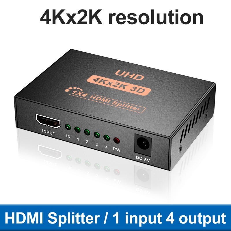 4K HDMI-compatible Splitter 1x4 HUB Repeater Amplifier 4K*2K HDTV Switcher 1 in 4 out Amplifier Adapter For HDTV DVD PS3 Xbox
