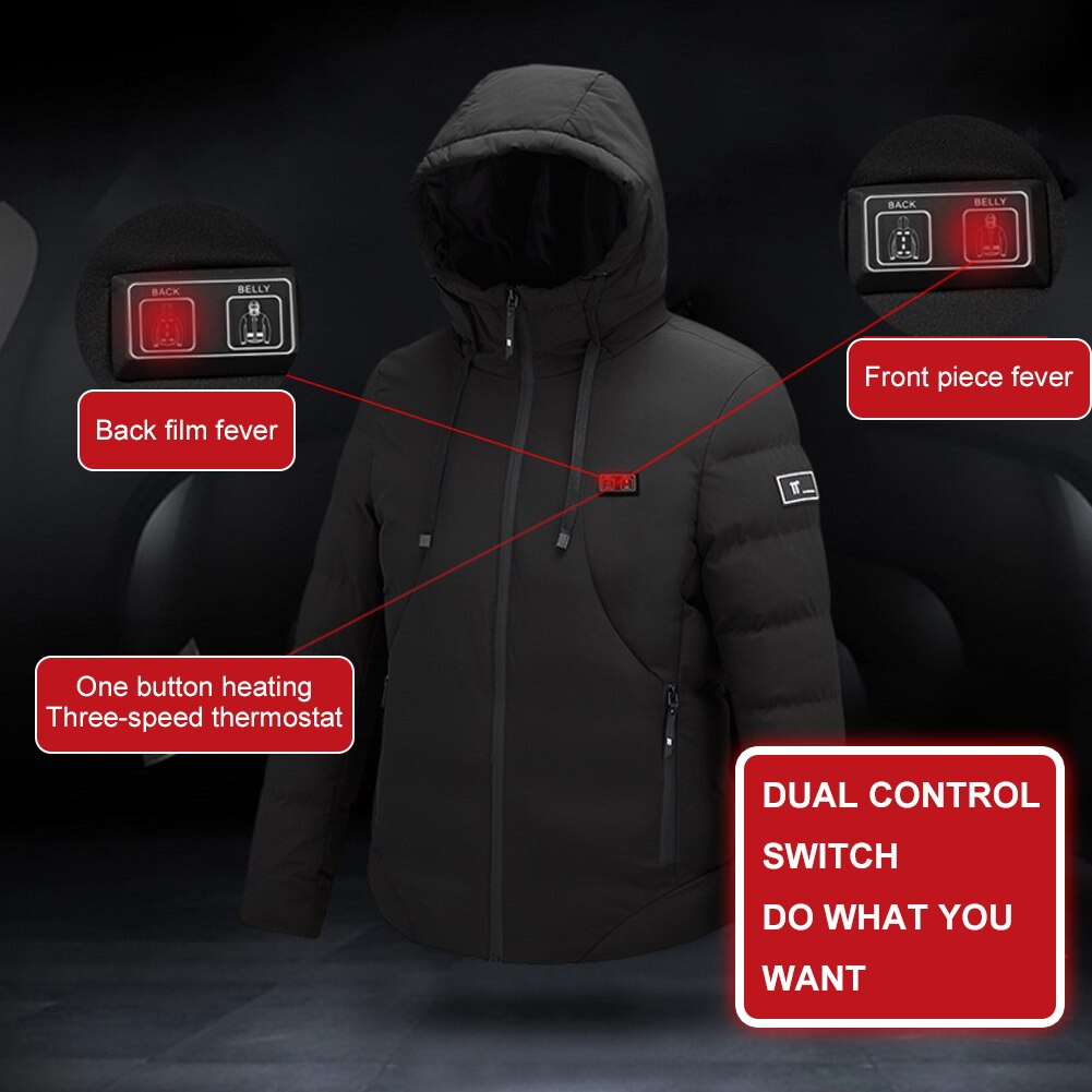 9 Zone Heating Clothing Dual Control Thick Clothes Heating Jacket Heating Cotton Clothing USB Heating Three-Speed Electric