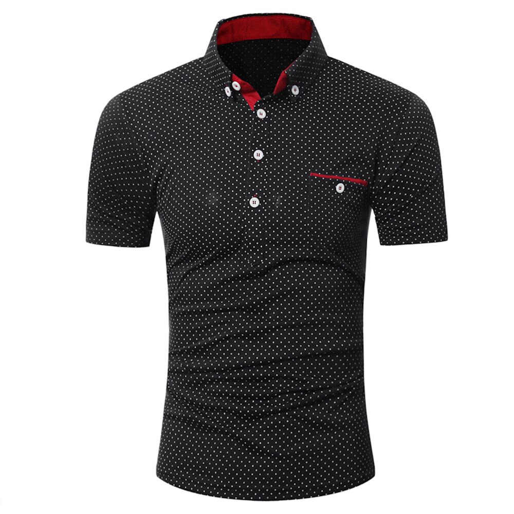 Skjorter herre top casual skjorte herre tøj knap skruet ned krave kortærmet skjorte herre toppe moda hombre 10.4: Bk / Xxxl