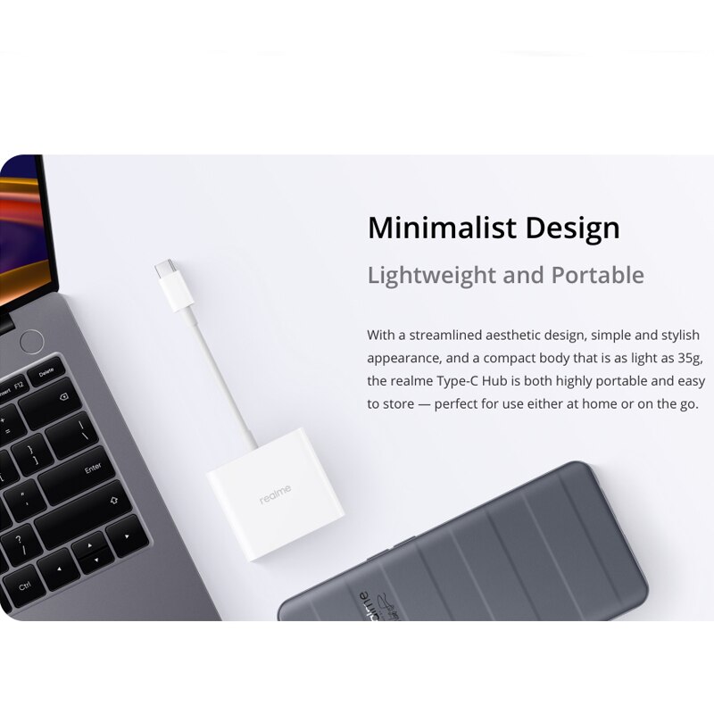 Realme Type-C Hub 4K Expansieve Gebruik USB3.2 Gen1 &amp; HDMI1.4 Dual Poorten Ondersteunt Compatibel Met Mac Os ios Windows Linux Android