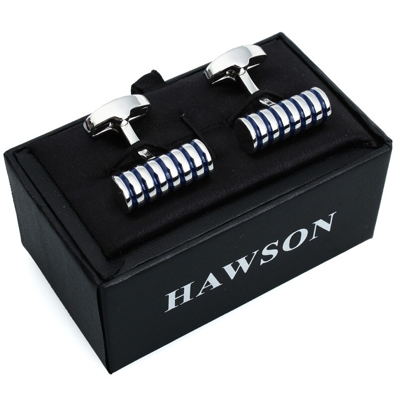 HAWSON Cylinder Enamel Round Cufflinks for Men and Luxury Men Cuff links, Cufflinks