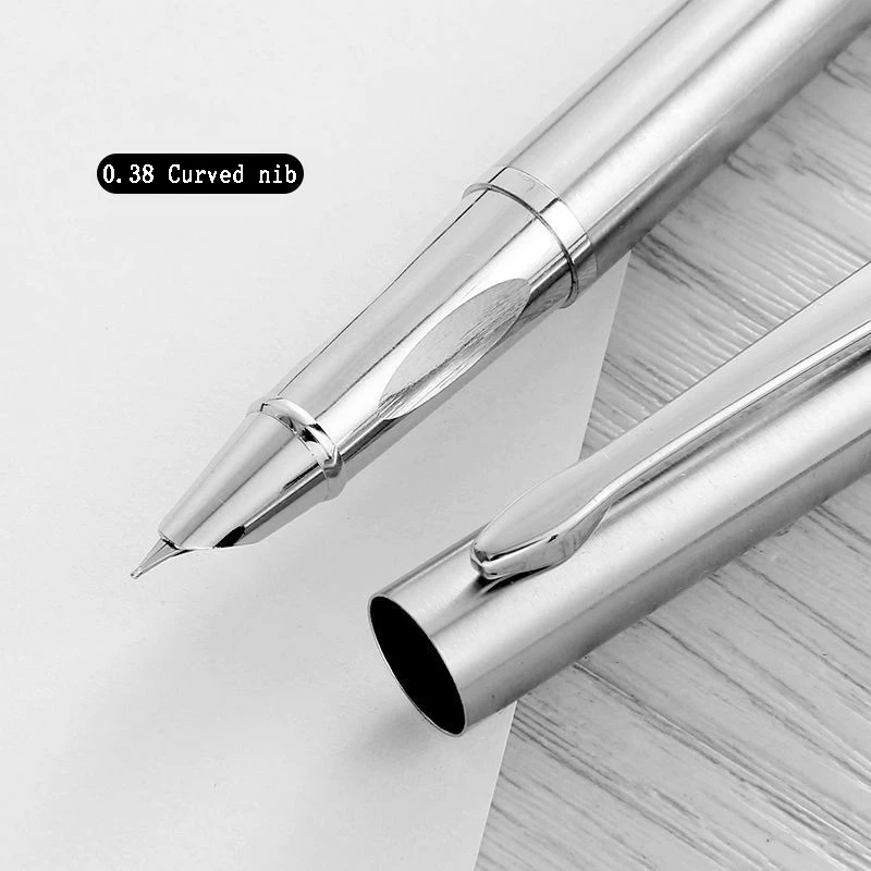 Luxus Metall Brunnen Stift 0,38/0,8/1,3mm Gebogene Spitze Schüler Schreiben Stift Schule Kunst ÜSpund Unterschrift Liefert büro Schreibwaren: Weiß