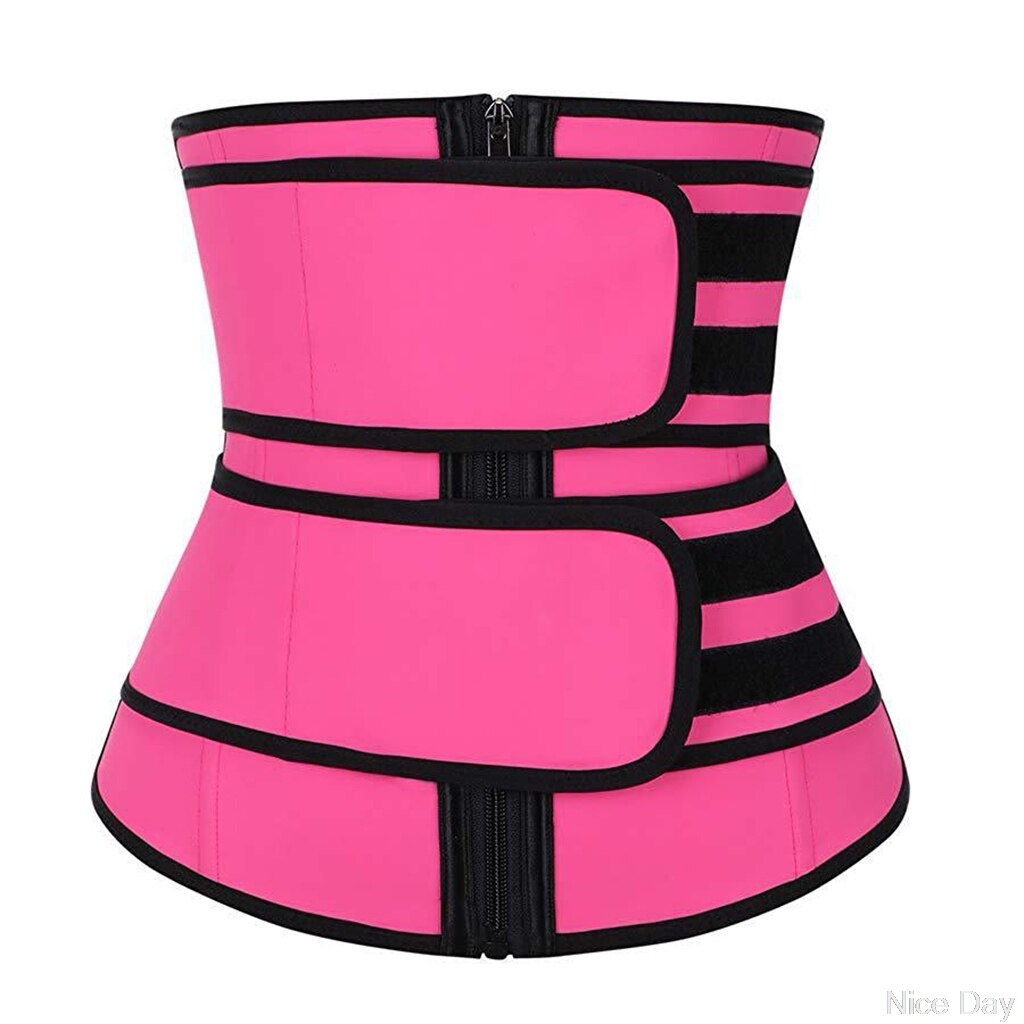 Taille korset met stalen baleinen trainer sauna zweet sport gordel cintas modeladora lumbale shaper workout trimmer riem  a17 20: Roze / M
