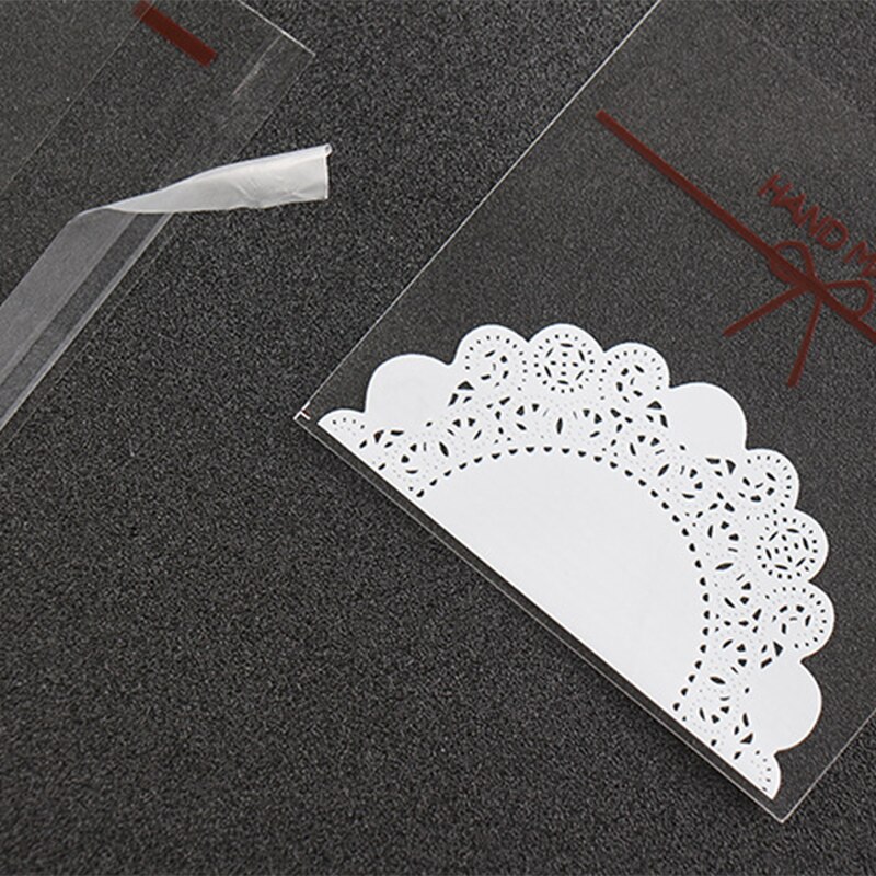 Dentelle blanche en plastique auto-adhésive de alimentaire, 100 pièces, fournitures pour fête de mariage, emballage pour bonbons cookies