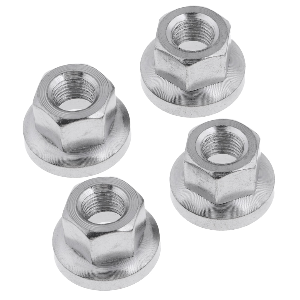 Pack 4 Stainless Steel Universal Bike Bicycle Rear Wheel Hub Axle Nut Large Flange - 9mm