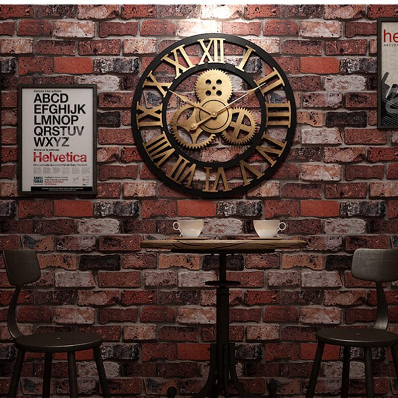 Industriële wandklok romeinse cijfers retro wandklokken industriële stijl huisdecoratie hangende horloge wanddecoratie
