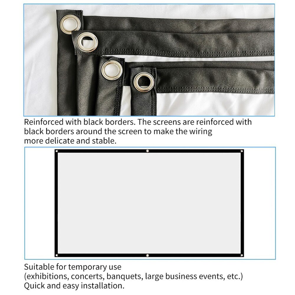 Portable Projector Screen Foldable Projection Curtain Projection Screen for Outdoor Camping Movie Open-air Cinema Office Meeting