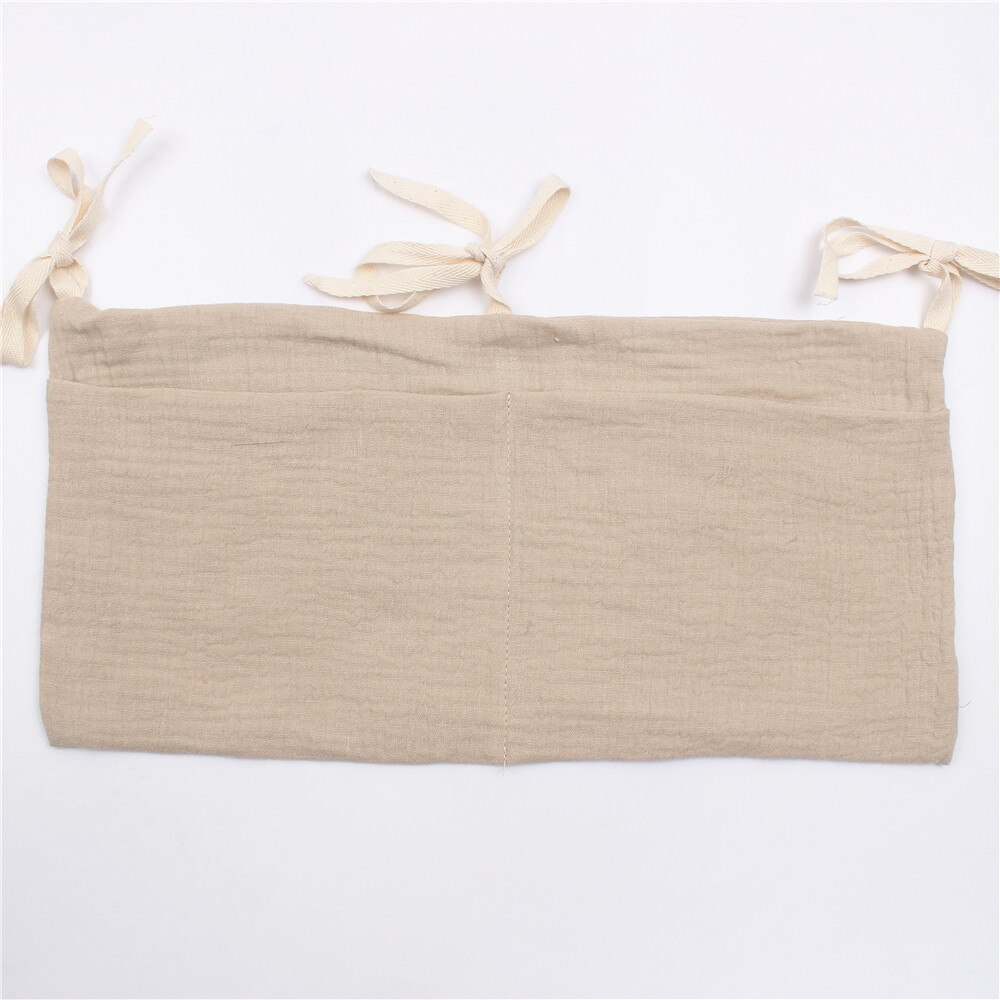 Sac de rangement multifonctionnel pour berceau, sac suspendu en tissu de gaze de coton, sac à roulettes en treillis, bouteille Moar, poche de rangement de jouets pour berceau: 5