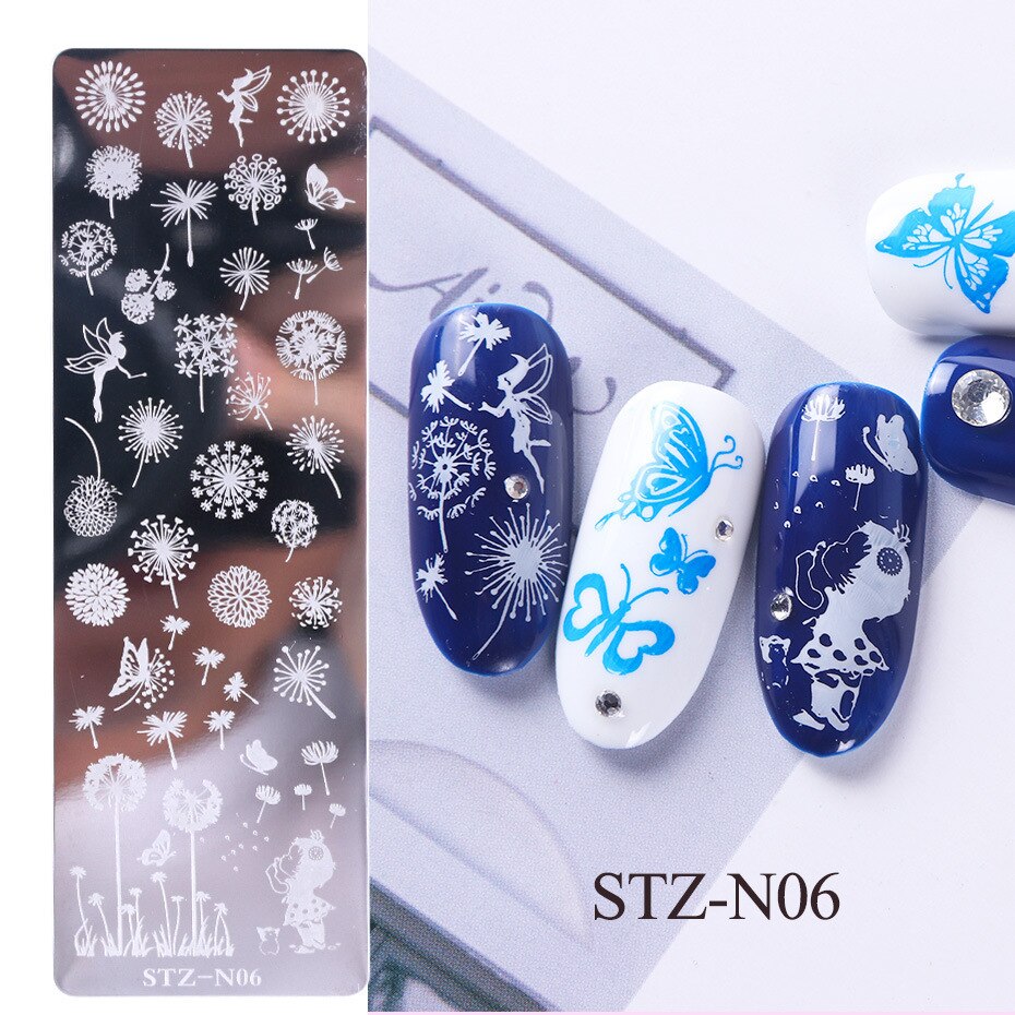 Butterfly Daisy Nail Stamping Plates Abstract People Face Image Stamp Templates French Nail Flower Lines Transfer Stencil KUI2.4: N06