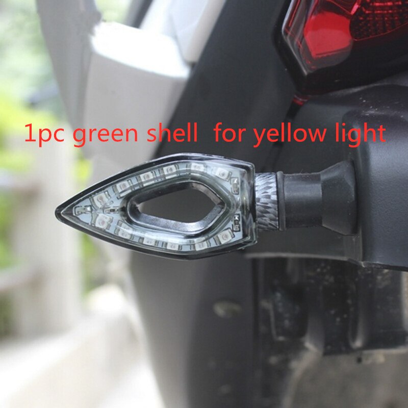 1Pc 12 Led Turn Voor Moto Motorfiets Accessoires Geel Redsignal Motorcycle Turn Signals Light Achterlichten Indicatoren: green shell