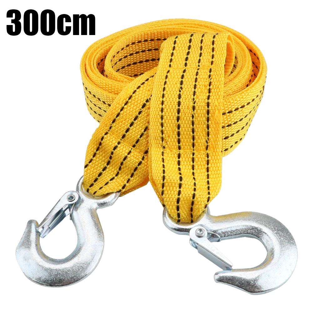 Cuerda de remolque para coche, 300CM, 3 toneladas, correa de remolque, gancho de acero de aleación de nailon, herramientas de rescate de emergencia para remolque todoterreno, accesorios para motocicleta 4x4: Default Title