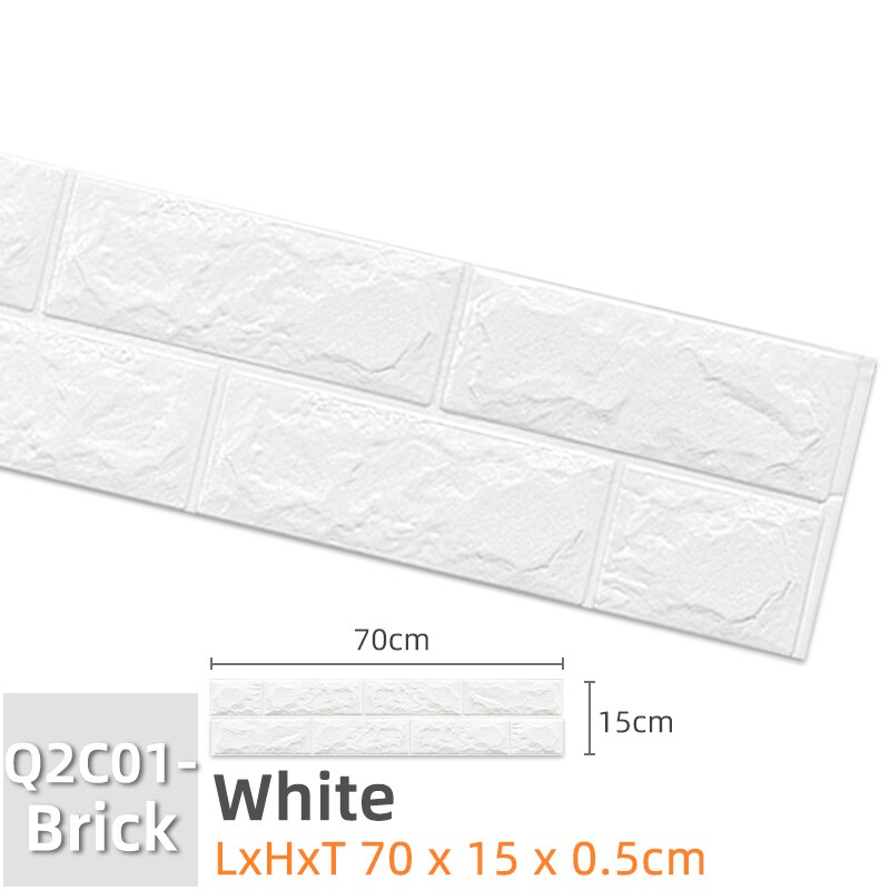Kaguyahime 3D DIY Self Adhesive Wall Stickers 10pcs/lot Mosaic Tiles Waterproof Wallpaper Decoration For Kitchen Home Stickers: Brick-White 7015