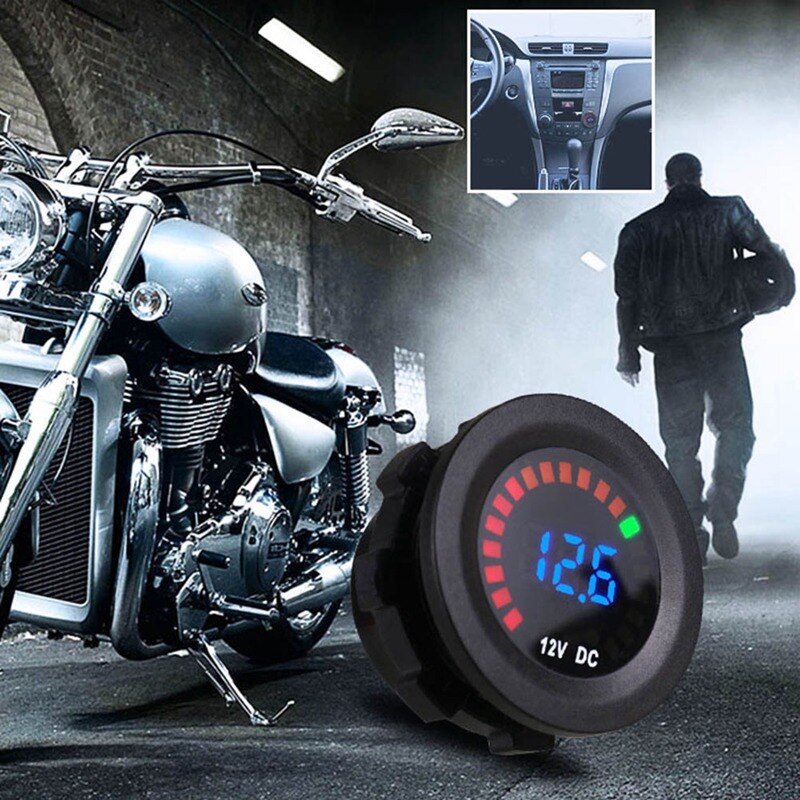 Auto Voltmeter, 12V Motorfiets Auto LED Digitaal Display Voltmeter Waterdicht Voltage Volt Meter Gauge Zwart Nieuw