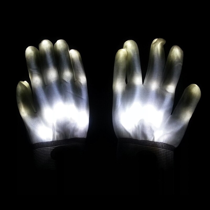 1pc led ljusemitterande handskarevents festtillbehör lysande blinkande handskar halloween kostym: Vit