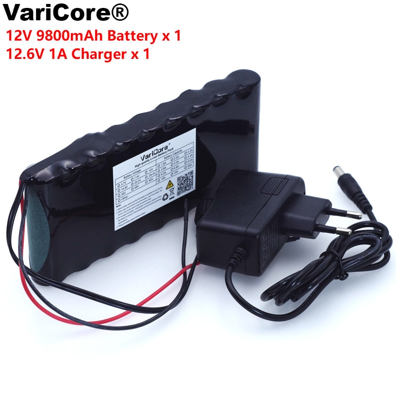 12 v 9.8Ah 9800 mAh 18650 Oplaadbare batterijen 12 V Li-Ion batterij Bescherming Boord CCTV Monitor batterij + 12.6 V 1A Lader